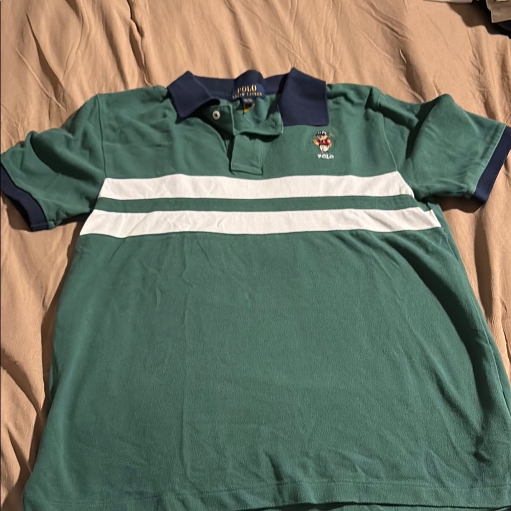 Polo Ralph Lauren Green and Navy Striped Shirt
